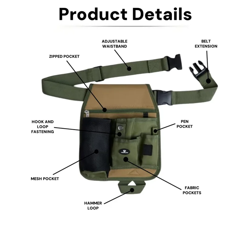 Ceinture à outils en tissu Oxford imperméable, pour ciseaux, Kit d'entretien, sac de matériel multifonctionnel, Portable et réglable pour le travail extérieur, A25F