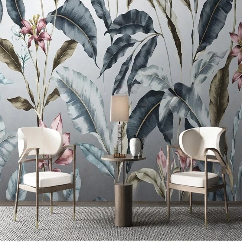 

Настенная роспись на заказ, ручная роспись, растение, цветок, лист, узор, обои, ТВ-фон, живопись, украшение стены для гостиной, спальни