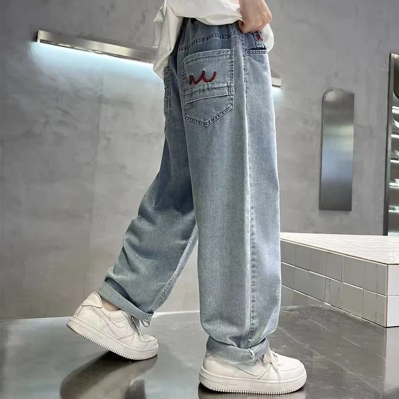 

Boys Cowboy Mosquito Pants 2024 New Summer Casual Pants For Children Children's Summer Pants Ice Silk Pants 120-170cm