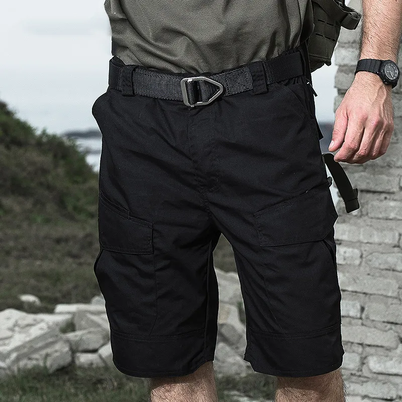 Hot Sale Men\'s Outdoor Camping Cargo Shorts Running Cycling Summer Half Pants Multi Pockets Male Training Commuter Knee Pants