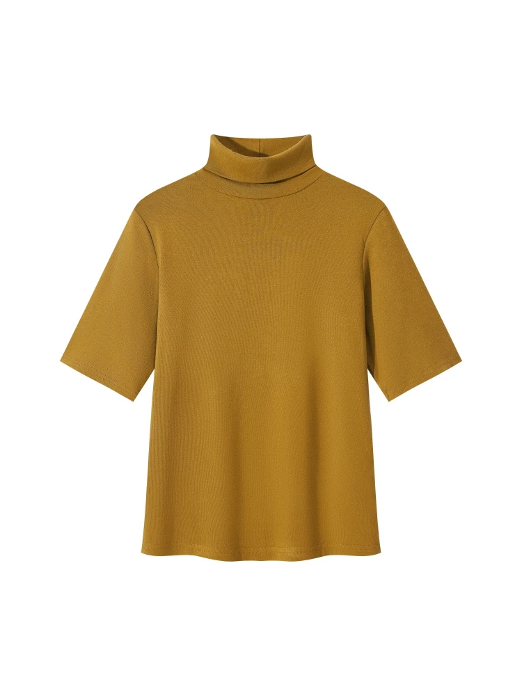 2026 Herbst Winter Damen T-Shirt Rollkragen Kurzarm-Shirt Stilvolles Einfarbiges Schlankes Weiches Basic-Layering-Unterhemd Lässiges Strick-Oberteil – Detail 6