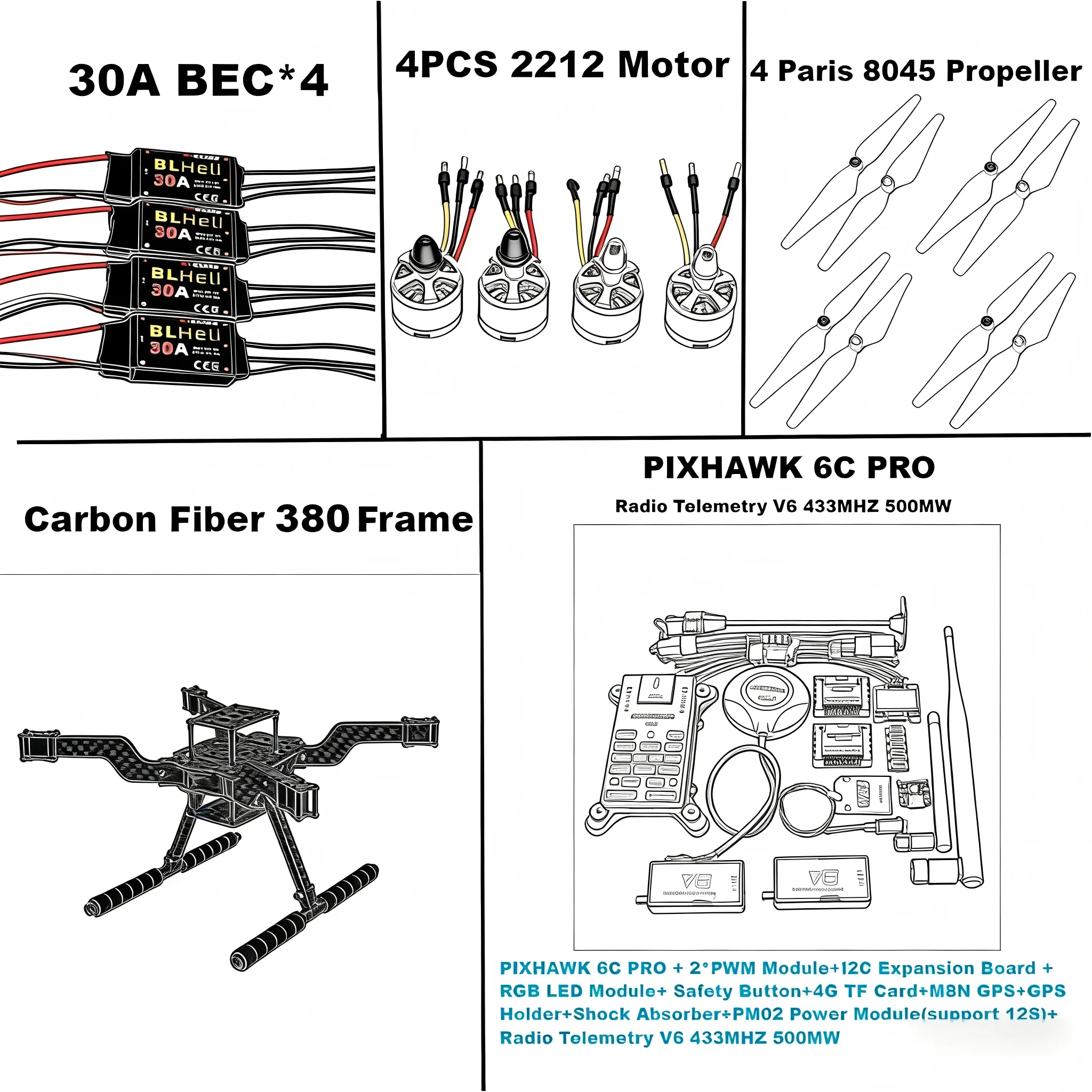 

Angeltoy PIXHAWK 6C PRO M8N/M9N/M10 GPS с открытым исходным кодом, новый умный дрон FLY 380 MMpix квадрокоптер с отвернутой стойкой BLHELI 30A 2212 Мотор