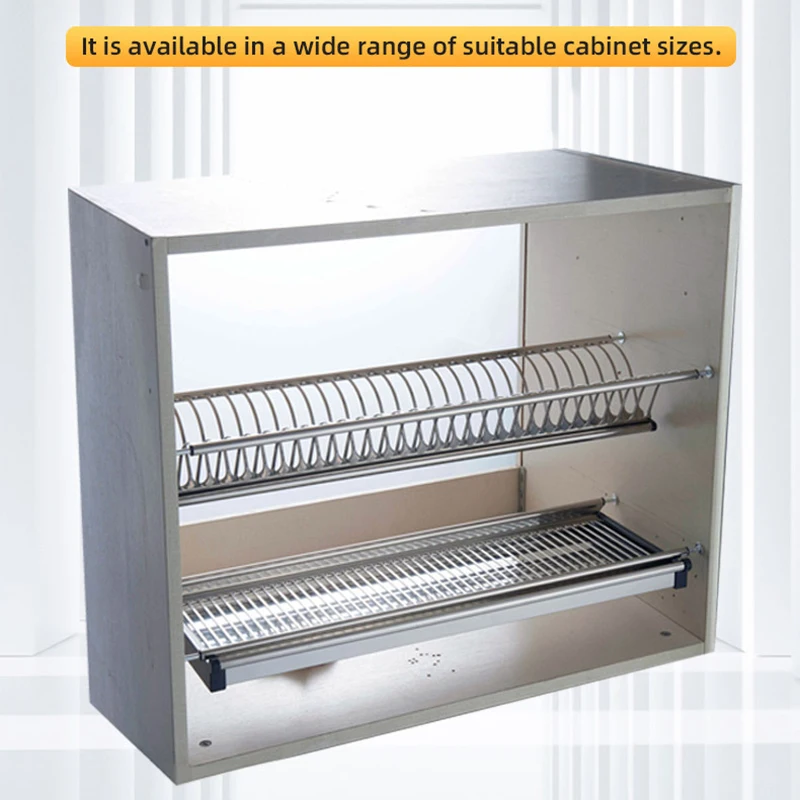 Stainless Steel Plate Rack Double Layer Bowl Storage Holder Durable Kitchen Dishes Drip Tray Large Capacity Tableware Organizer