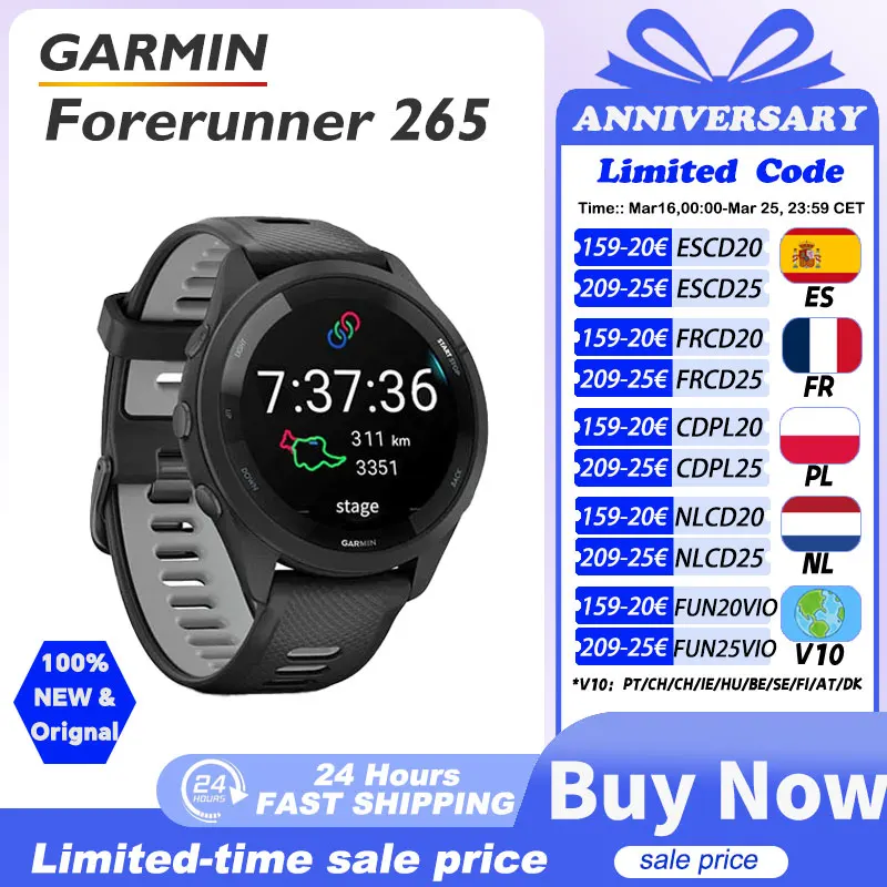 Garmin Forerunner 265 montre de sport GPS en plein air course Fitness Marathon natation chinois fréquence cardiaque sang oxygène smartwatch