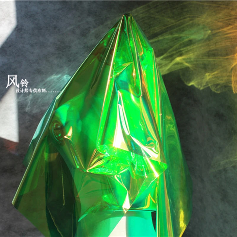 0.4mm TPU Fabric Green Waterproof PVC Laser Film Vinyl DIY Raincoat Windbreaker Bags Decor Plastic Clothes Designer Fabric