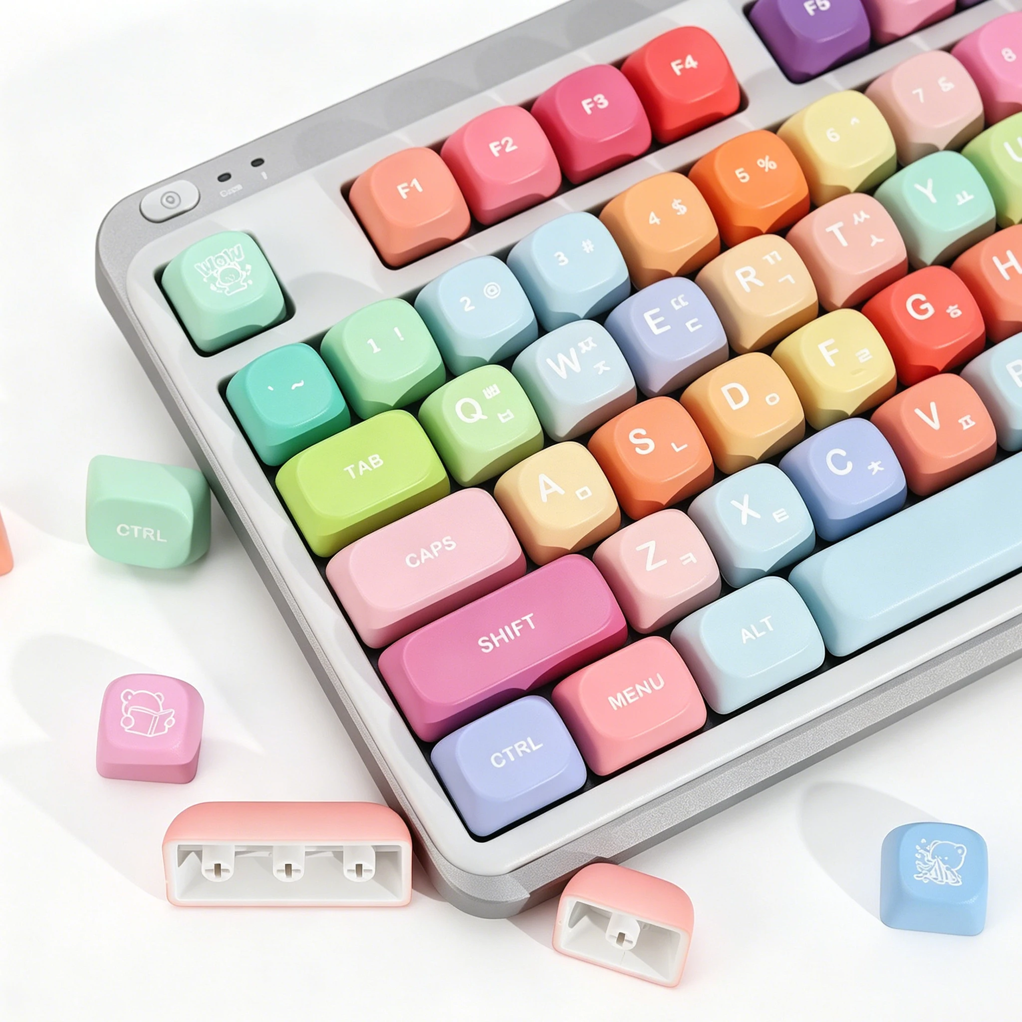 KBDiy Gummy Bears Theme Keycaps Korean Cute KOA MOA Profile PBT Keycap ISO Custom DIY For 60 Gaming Mechanical Keyboard Key Caps