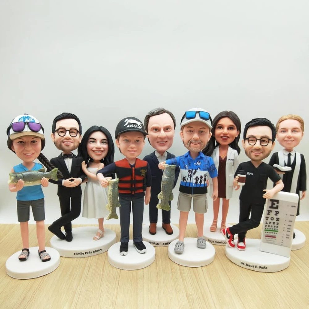 

Handmade Custom Bobble Head Clay Figurine Unique Gift for Him Her Couple Wedding Birthday Anniversary Figurine Personalised