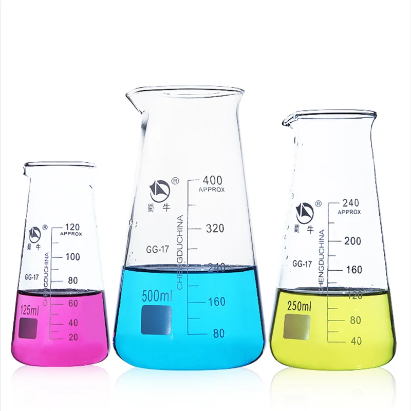 1Pcs 125ml/250ml/500ml Conical Three-corner Glass Beaker Chemistry Laboratory Borosilicate Triangle Glass Beaker with spout