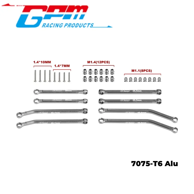 GPM SCX30/160 7075-T6 ALLOY FRONT & REAR LINK SET FOR AXIAL 1/30 SCX30 FORD BRONCO SCX30 JEEP WRANGLER JLU SCX30 CHEVROLET K10