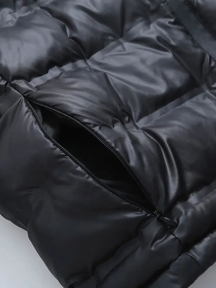 Chaqueta acolchada gruesa y cálida para mujer, abrigo Vintage de manga larga con cremallera frontal, prendas de vestir exteriores para mujer, Tops elegantes