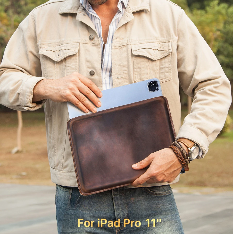 Imagem -06 - Bolsa de Couro Genuíno Capa para Tablet para Ipad Pro 11 Ipad Air 10.5 10.9 10.2 Gen