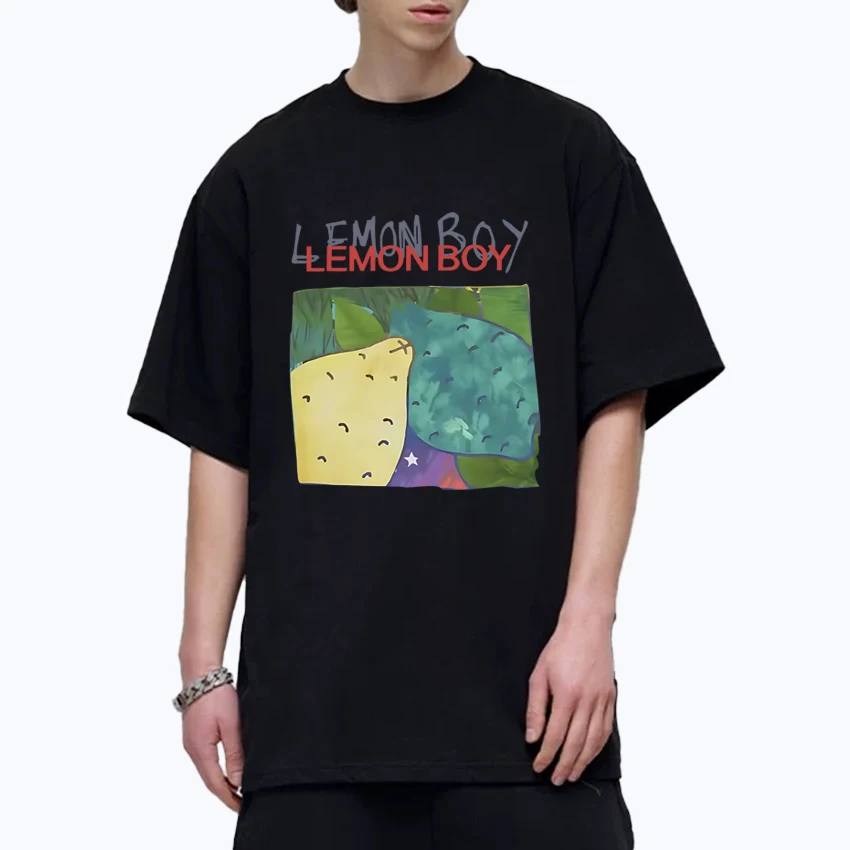 

2025 Summer LEMON BOY print Crew Neck T shirt 100% Cotton Oversized Tee shirt Men Women short sleeve t-shirts Unisex Hip Hop Top