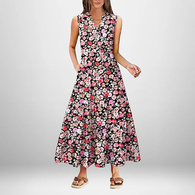

TOY-2025Summer New Women's Fashion Elegant Fashion SleevelessvLong Sleeve Dress