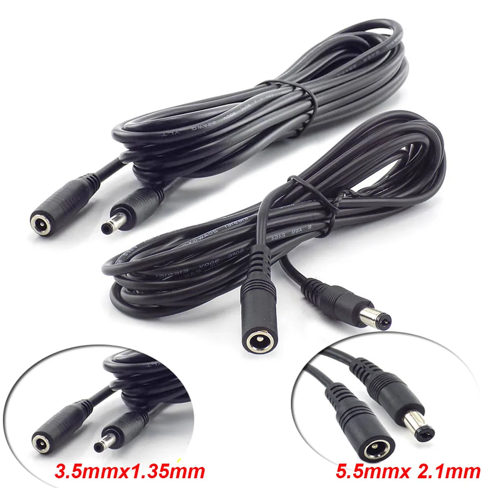 

5V 2A 3.5x1.35mm Plug Connector 12V 5A 5.5x2.1mm Jack DC Female to Male Extension Cord Cable Power Supply Adapter Wire Line