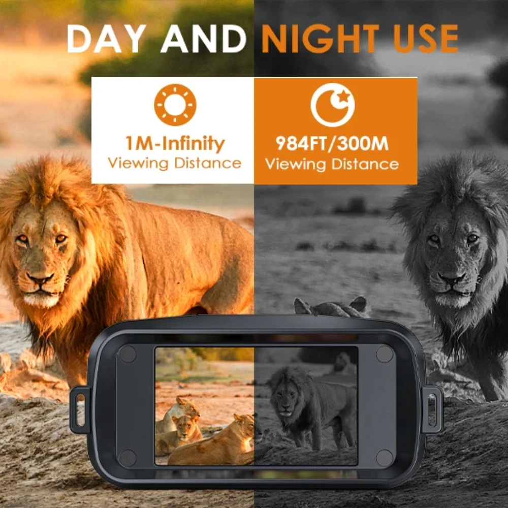 Full-Color 4K Night Vision Device with 10x Digital Zoom&3'' Large Screen Built-in Battery&WiFi for Day/Night Outdoor Exploration