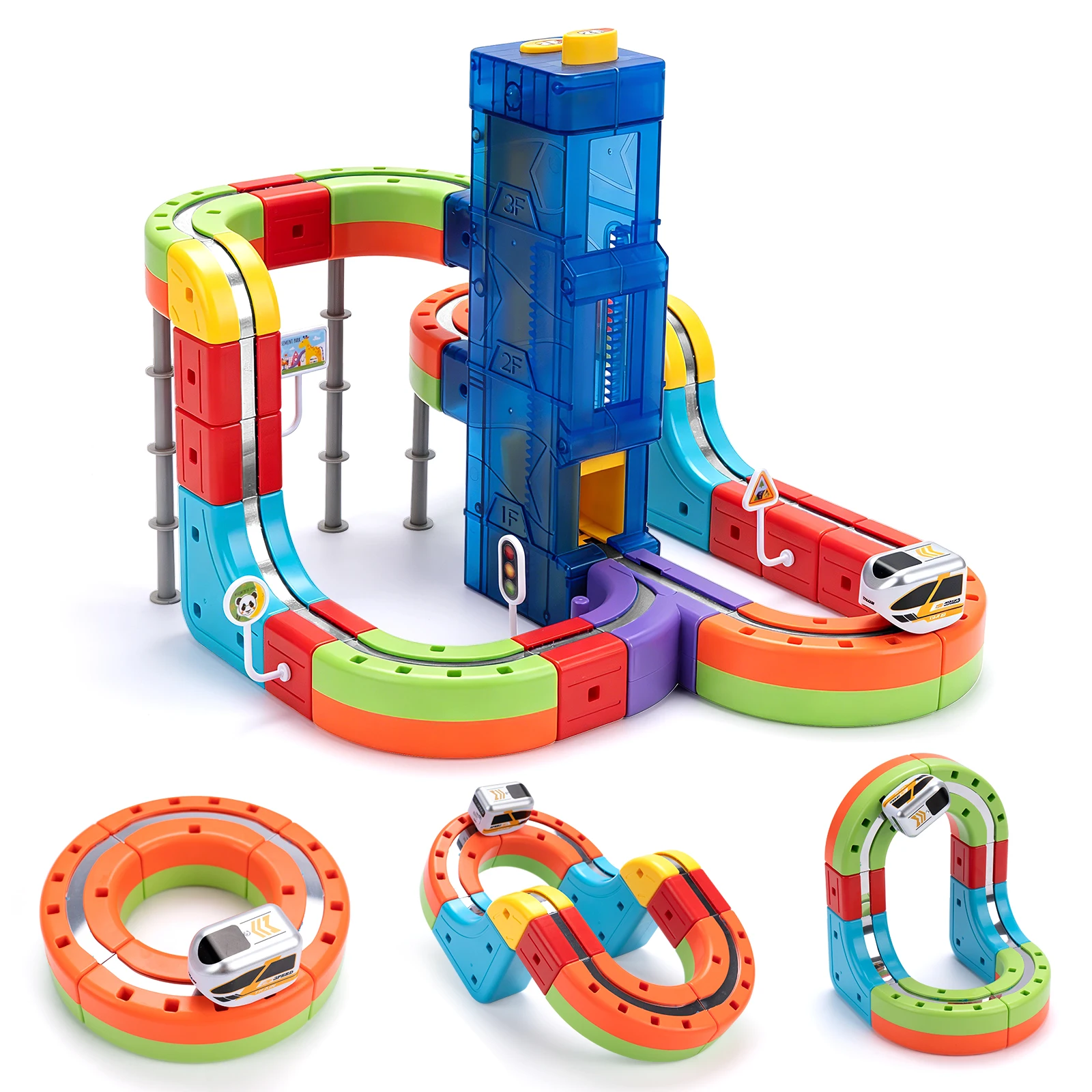 Kids Anti-Gravity Magnetic Attraction Track Train with Car Lift Electric Train Building Toy Changeable Magnetic Magic Rail Cars