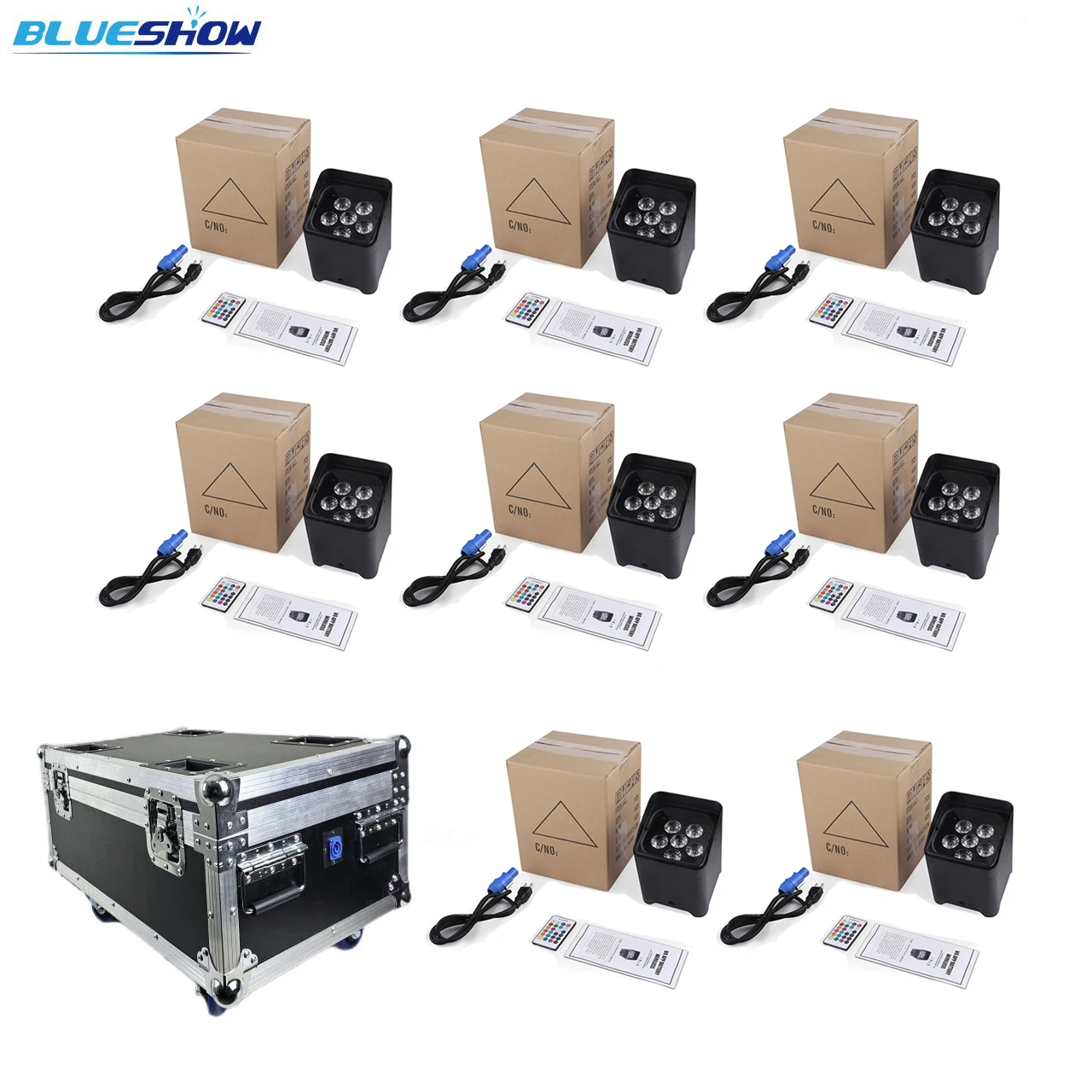 8Pcs/Lot Battery Par Light with Bag 6x18W RGBWAUV 6IN1 Remote Portable Par LED Stage Effect Light Flightcase