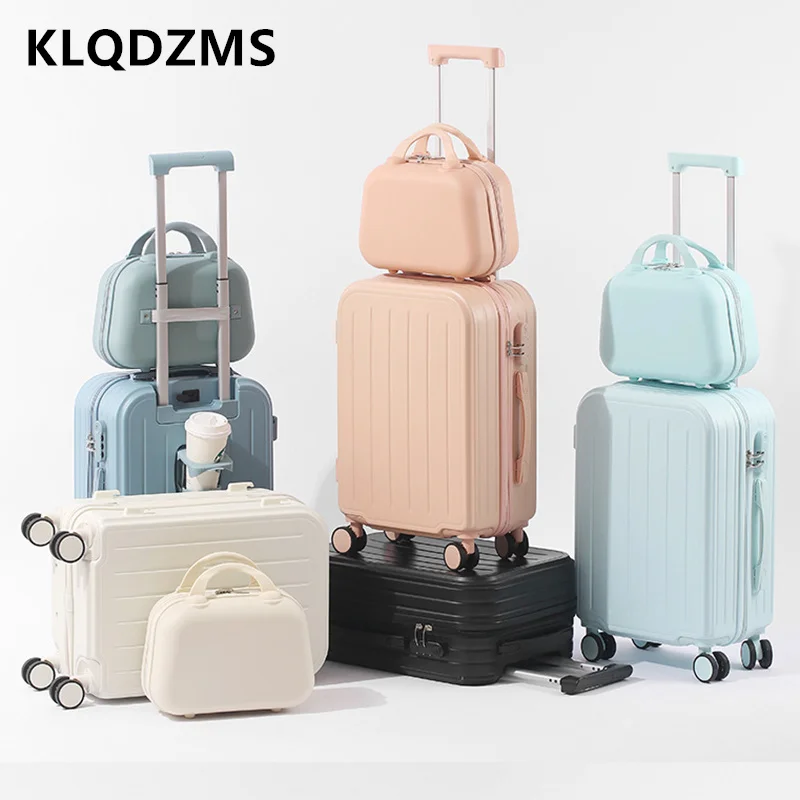KLQDZMS 20Inch High Quality Suitcase Travel Set Student Boarding Box Women Trolley Bags Wheeled Travel Bag Men's Luggage