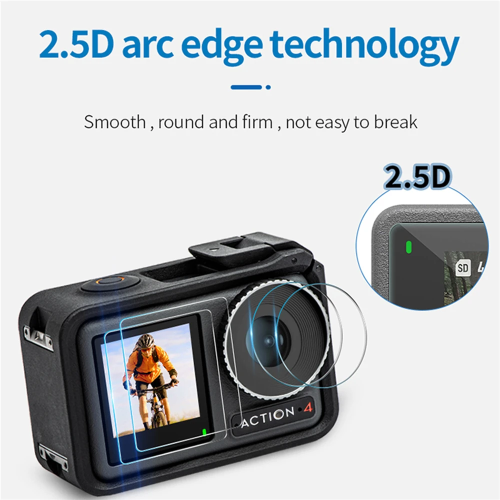 

2Set Tempered Glass Back+Front Screen Protector +Lens Protective Film+Wipes Touch Sensitive for DJI Osmo Action4 Camera Fittings