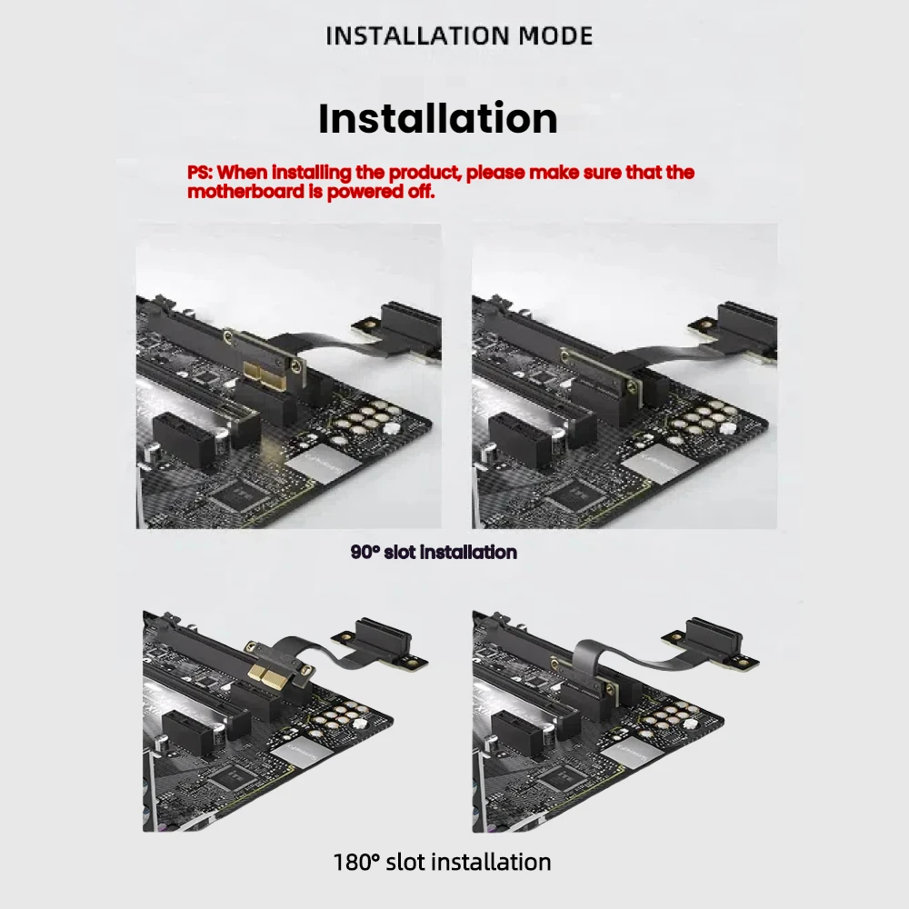 TISHRIC PCIe 3.0 x1 إلى x1 5/10/15/20 سم PCIE X1 Riser Cable 1GB/s 180 / 90 درجة زاوية تمديد كابل لأجهزة PCIE