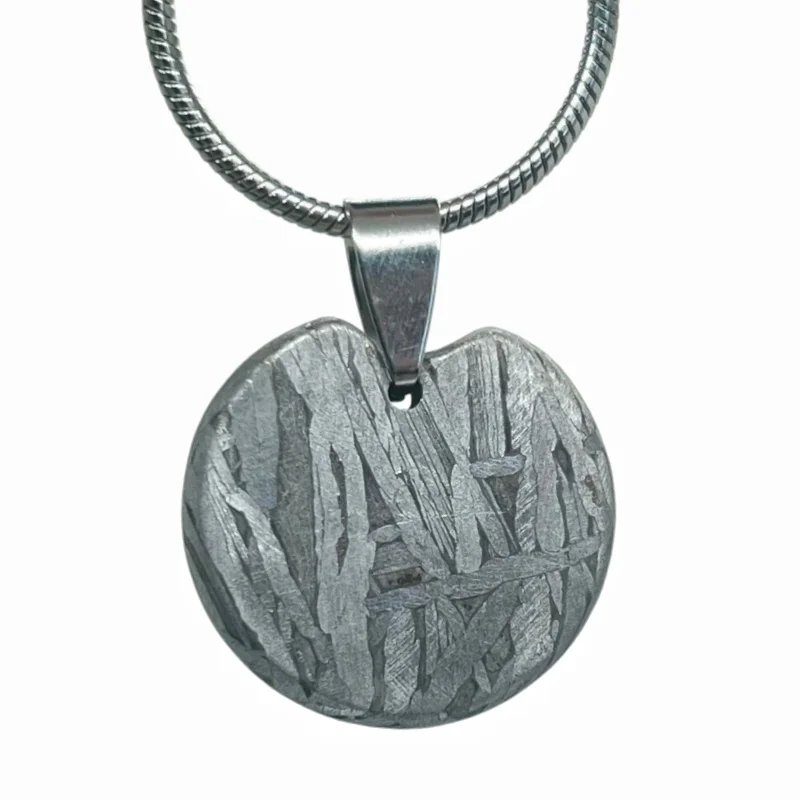 Muonionalusta Meteorite Slice Pendant Authentic Iron Meteor Necklace Natural Space Rock Gemstone Collectible Jewelry -LK658