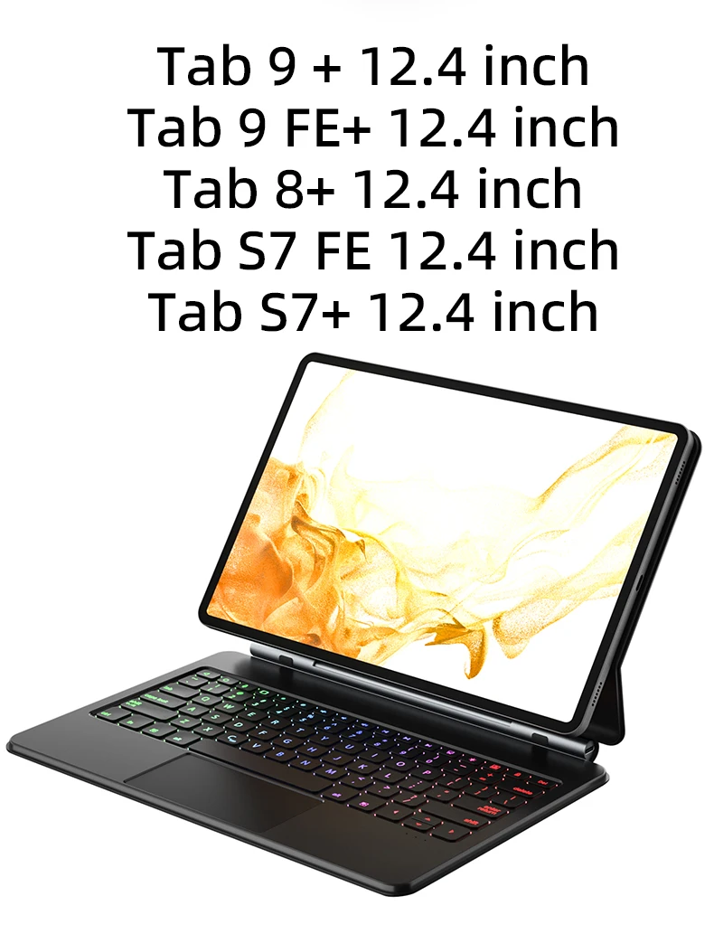 Imagem -03 - Teclado Mágico com Luz de Fundo para Samsung Galaxy Tab s7 Plus s9 s8 s7 fe 12.4 in Tablet Android Smart Cover Coreano Português