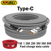 NNBILI NEW 6A Extended USB type-C Cable Braided Data Cable for Samsung Huawei Xiaomi Switch Sony PS5 type-C 1/1.5/2/3/5/8M Cable