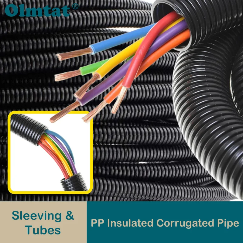 PP Insulated Corrugated Pipe AD7.5~ 34.5mm 3M Wire Harness Casing Cable Sleeve Auto Car Mechanical Line Protection Sleeving