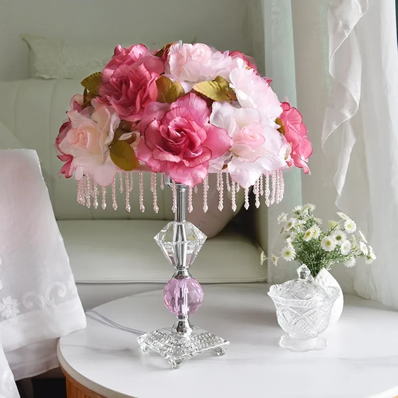 French pastoral table lamp bedroom bedside lamp romantic roses warm atmosphere girly heart ins princess girl