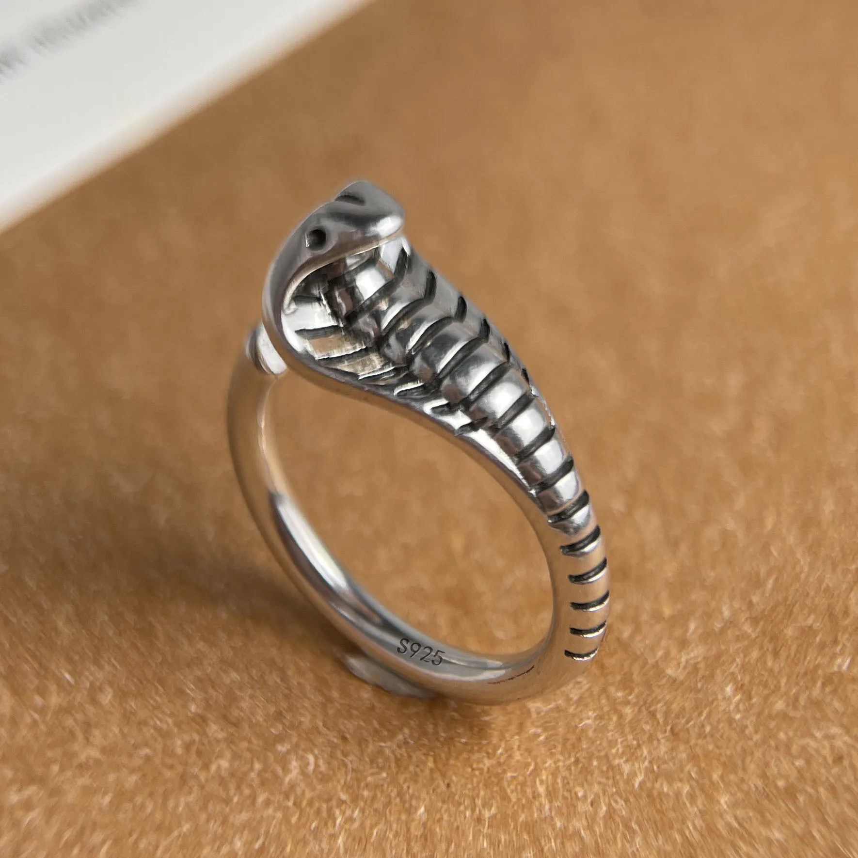925 Sterling Silver Rings for Women Couple Minimalist Handmade Simple Vintage Snake Ring Fine Jewelry Gift Prevent Allergy - view 3