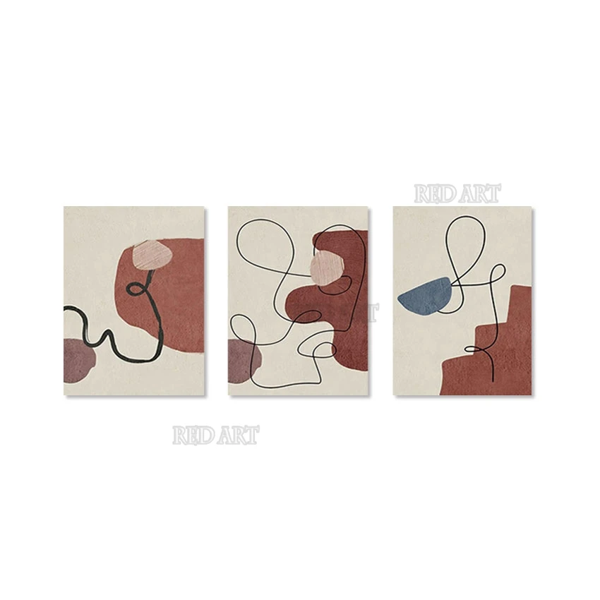 

Hand Painted Abstract Oil Painting Set Wall Picture Canvas Three Panels Set Crafts for Decoration New Design Group Unframe