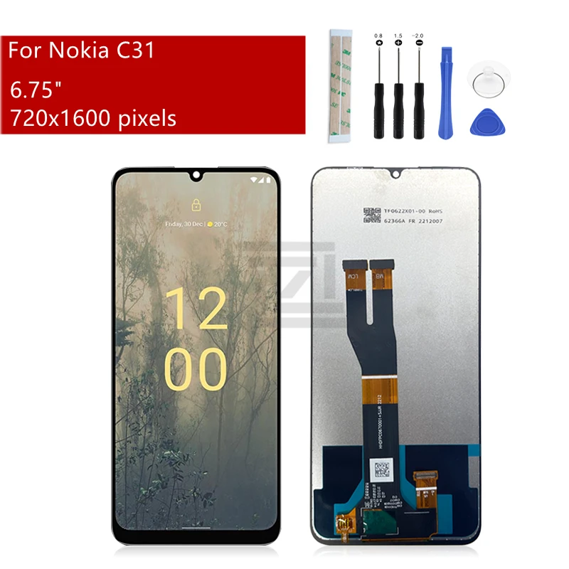 

For Nokia C31 LCD Display With Frame Digitizer Assembly TA-1499 TA-1497 TA-1493 Touch Screen Replacement Repair Parts 6.75"