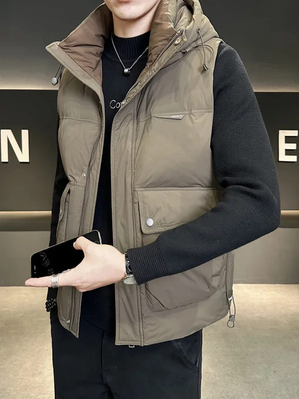 

TUCANO Men's down Vest Jaet Loose Casual Stand Collar Autumn Winter Warm Faion Brand Outerwear Waterproof Polyester Fabric