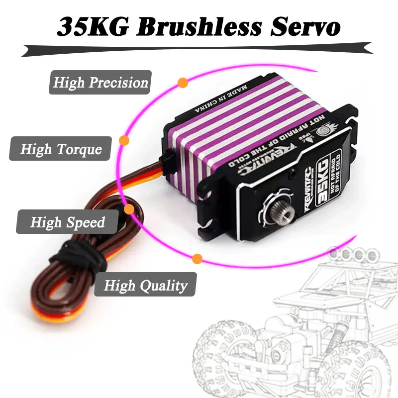 RevvitRC 35 كجم معدن مؤازر بدون فرش مبرمج مغناطيسيًا مقاوم للماء سرعة سريعة لأجزاء روبوتات السيارات لتسلق 1:8/10