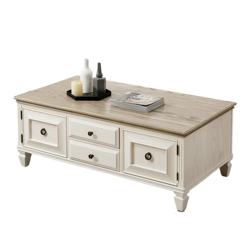 

American solid wood coffee table simple modern small apartment white table household TV
