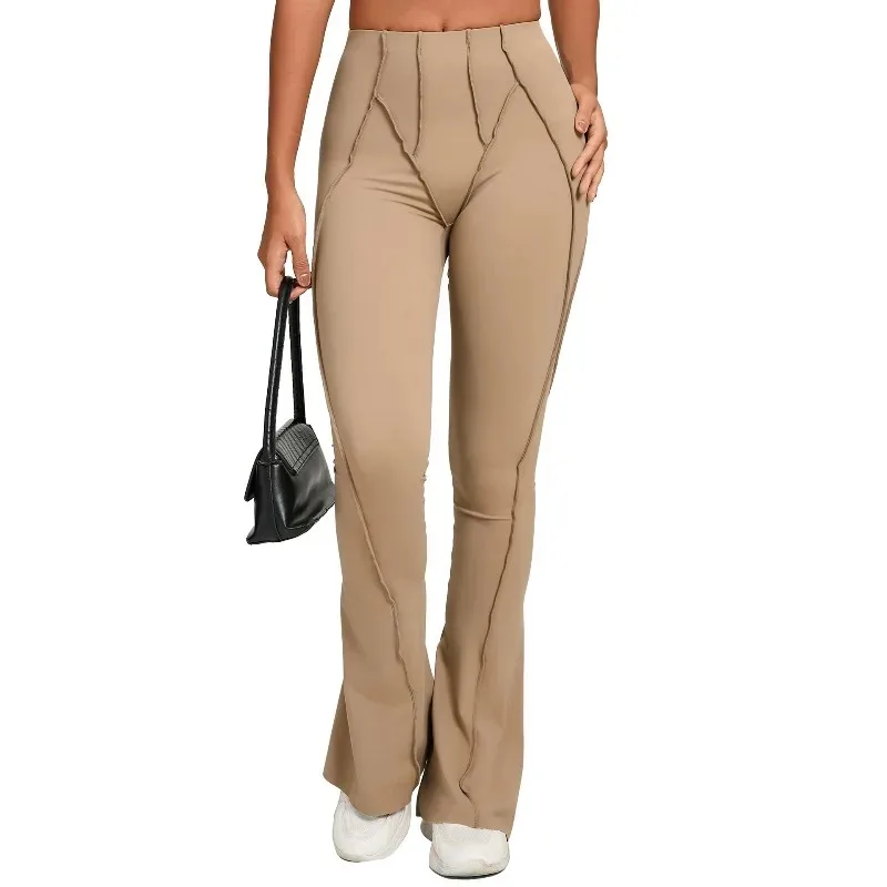 المرأة سليم صالح واسعة الساق ملابس اليوغا الورك رفع ضيق صالح اللياقة البدنية جرس قيعان الرقص عالية الخصر السراويل الرياضية غير رسمية