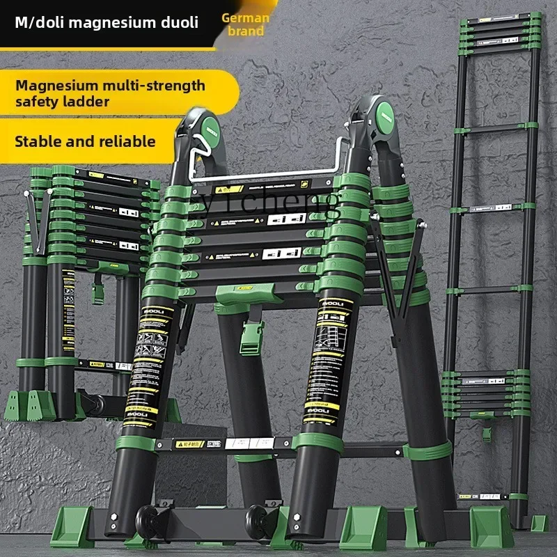 

high-end telescopic ladder thickened and thickened engineering ladder 30 steps away from household ladder aluminum
