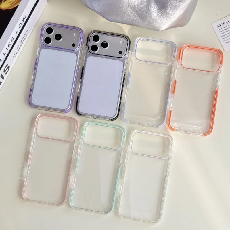 

Two tone border suitable for Apple 17 Pro Max phone case iPhone 16 Plus solid color anti drop protective case