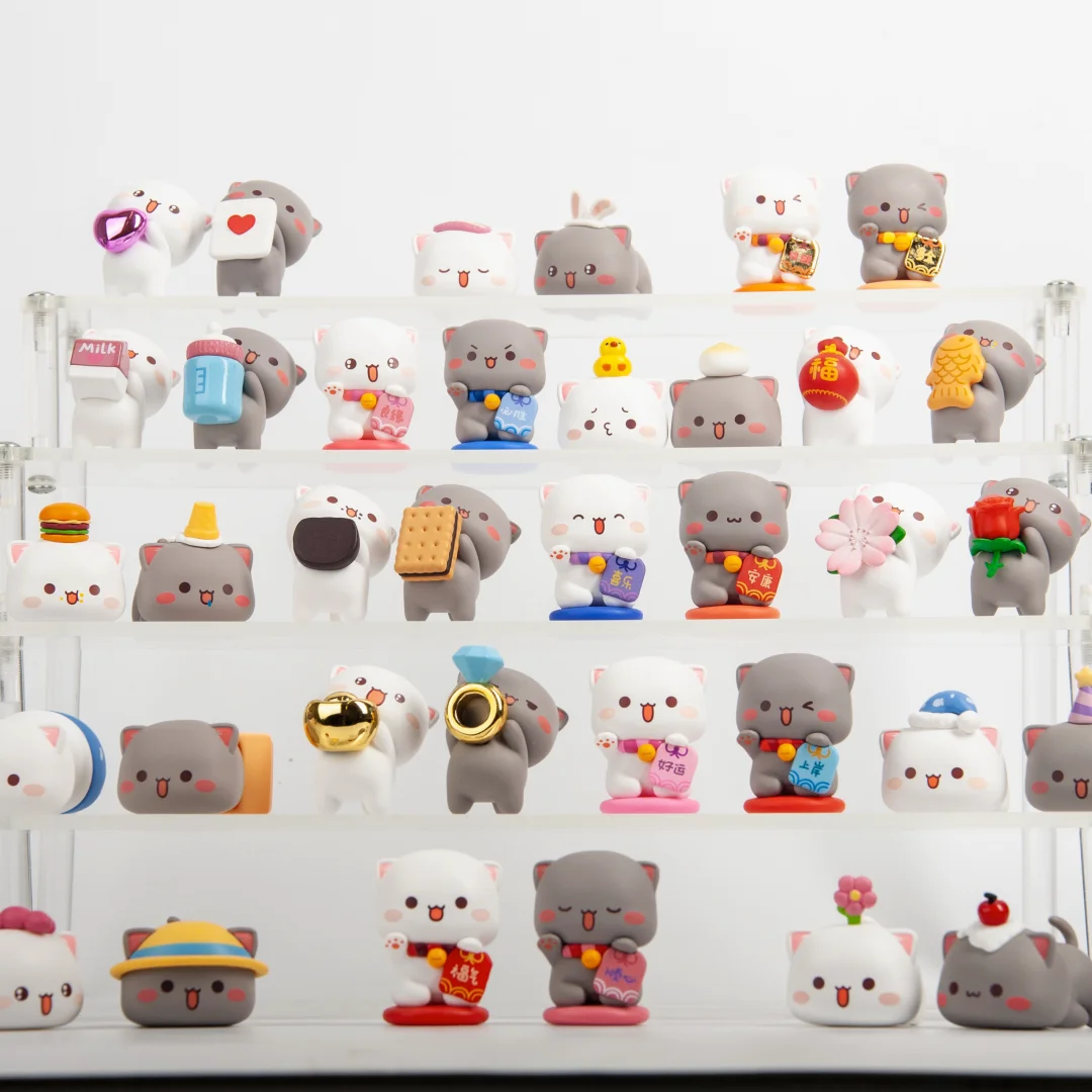 Original melocotón gato y Goma dulce Mini universo caja ciega de moda lindo frijol Mini figura coleccionable juguete decoración de escritorio regalo
