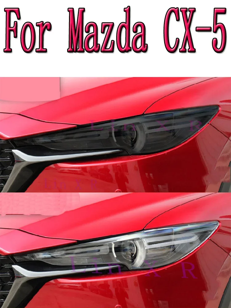 2 Pcs For Mazda CX5 CX-5 KF 2012-2016 KE 2017-2021 Car Headlight Tint Black Protective Film Transparent TPU Sticker Accessories