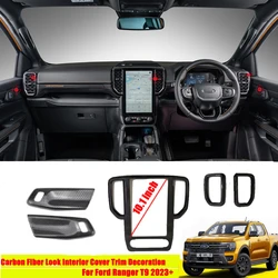 For Ford Ranger T9 2023 Carbon Fiber Look Car Interior Cover Trim Decoration Auto Accessories