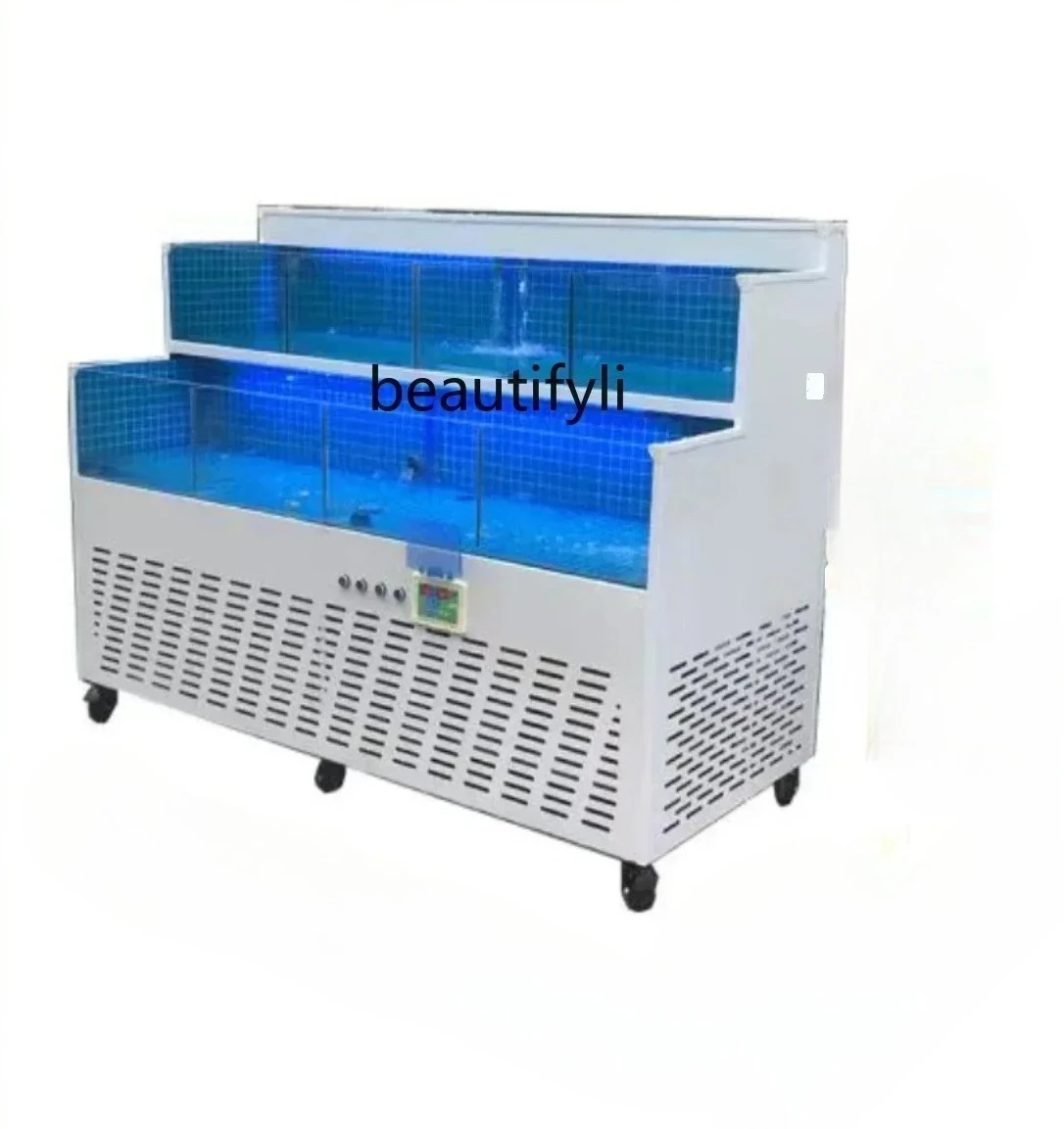 

Pool Refrigerator Integrated Hotel Supermarket Fresh Water Sea Water Aquarium N Double-Layer Mobile Seafood Fish Tank Shellfish