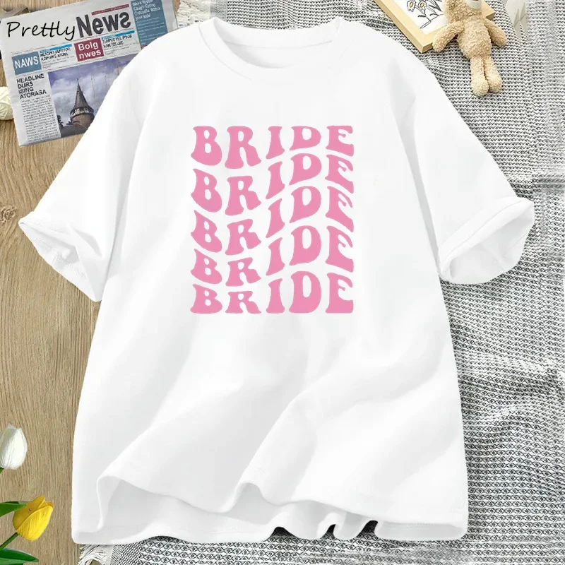 Retro Bride Bridesmaid T-Shirts Women Female Bridal Party Bachelorette Theme Party Tee Shirt Wedding Boho Bride Graphic Tshirt