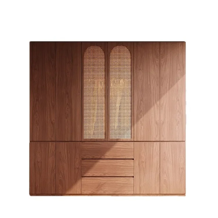 

Medieval, solid wood, rattan wardrobe, home, bedroom, walnut
