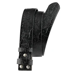 Embossed Genuine Leather Deer Belt Self Provided Buckle