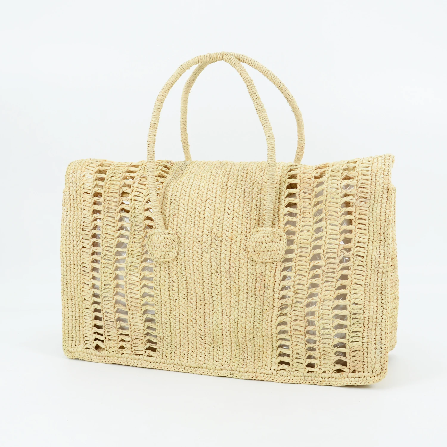 Handmade Crocheted Natural Raffia Tote Bag