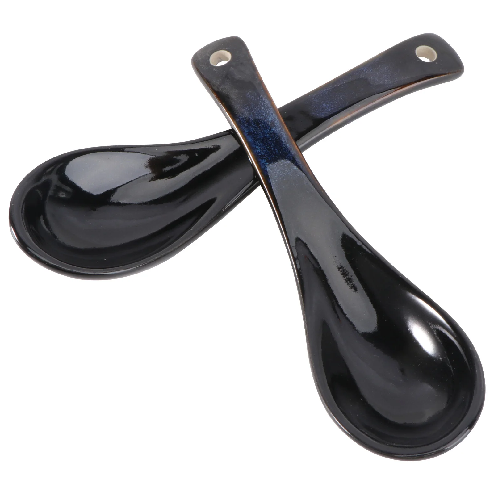 

2Pcs Ceramic Spoon Multi-Function Heat Resistant Soup Porridge Dessert Ramen Scoop Tableware for Home Ceramic Spoon