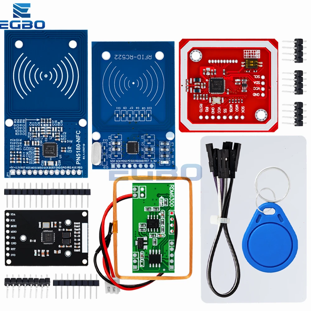 NFC RFID 모듈, RC522, MFRC-522, PN532, RDM6300, PN5180 키트, S50, 13.56 Mhz, 125Khz, 6cm, SPI 태그 포함, Arduino용 쓰기 및 읽기