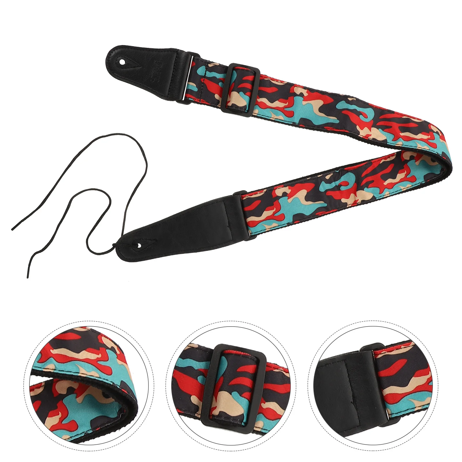 1 قطعة حزام الغيتار التمويه قابل للتعديل للجيتار الصوتي الكهربائي تنفس القطن بولي Pu خفيفة الوزن مقاومة للاهتراء