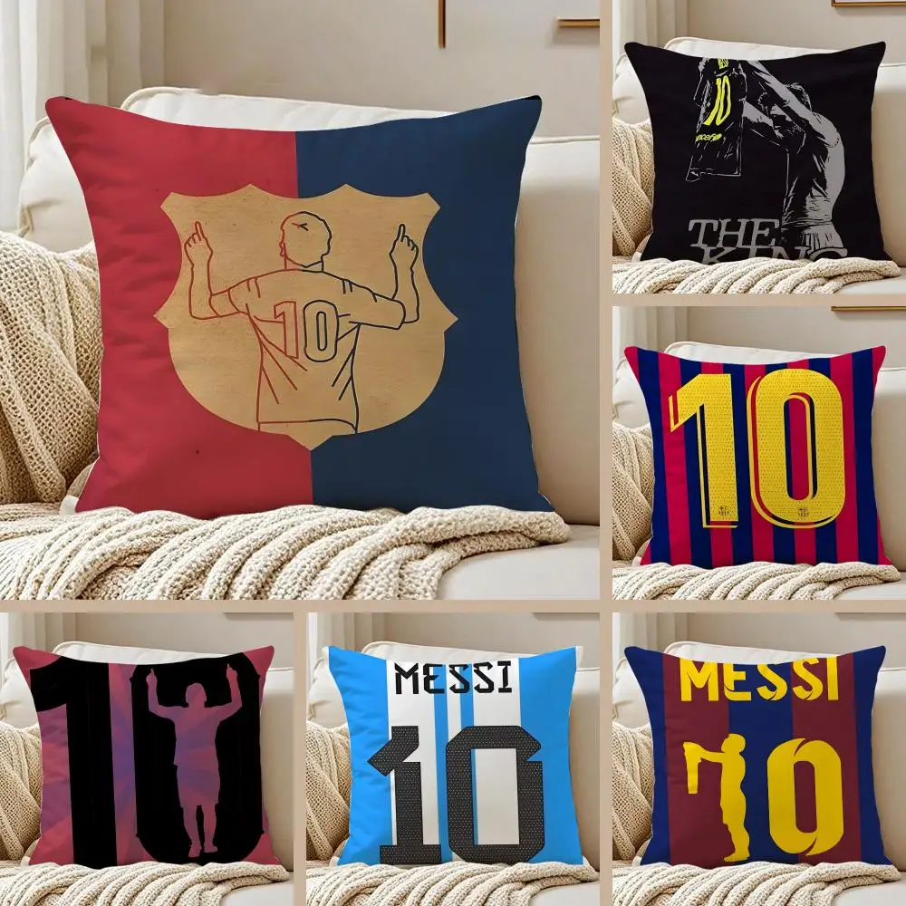 Famous Athlete L-Lionel Messi Cushion Cover Pillowcase Anti-dustmite Invisible Zipper Short Plush Sofa Cushion
